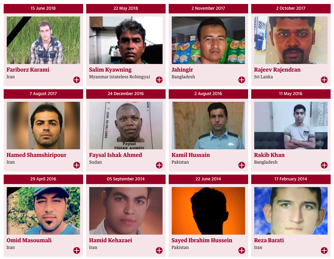 The 12 men who have died in Australian off shore detention centres