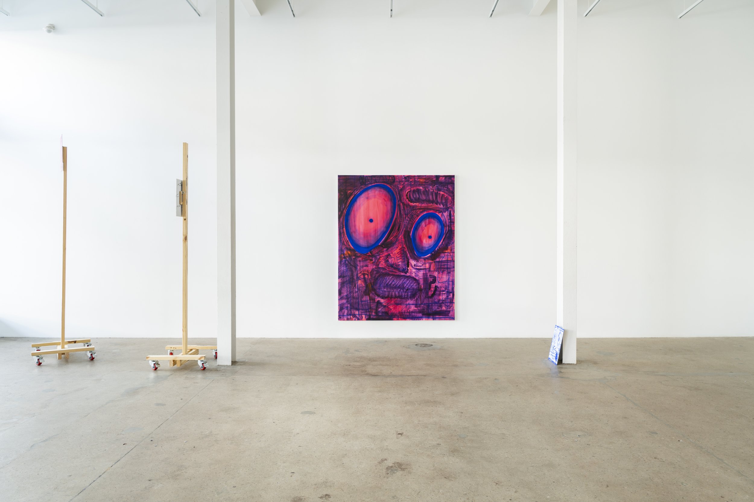  Installation View   Scrolling endlessly on Reddit , 2022, acrylic and flashe on polycotton, 160cm x 200cm  Photo credit:  Louis Lim  