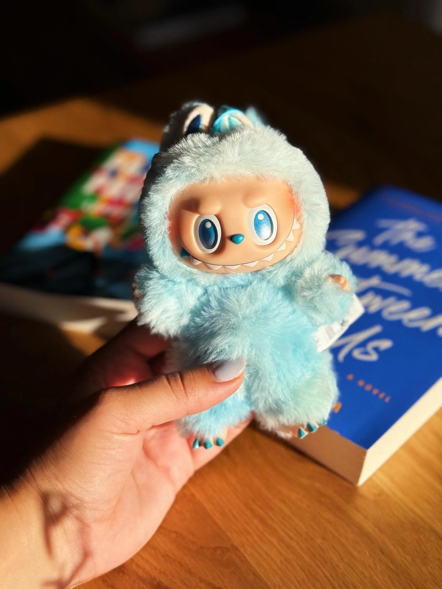 Everyone meet my son🩵🥰😭

I didn&rsquo;t want a Labubu until @noreennanjawrites had a labubu and then I wouldn&rsquo;t rest until I had my greasy little hands on one. Luckily, Noreen knew my plight and my failed attempts to procure a child for myse