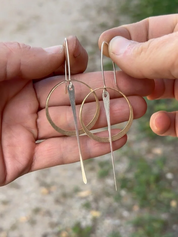 1,2,3, or 4? New hoop designs inspired by you. And Pinterest. And connections in the ol’ noggin ☺️ I’m going for it 💫 
What is it about hammered metal that is so satisfying? 
#sterling #brass #copper #mixedmetalhoops