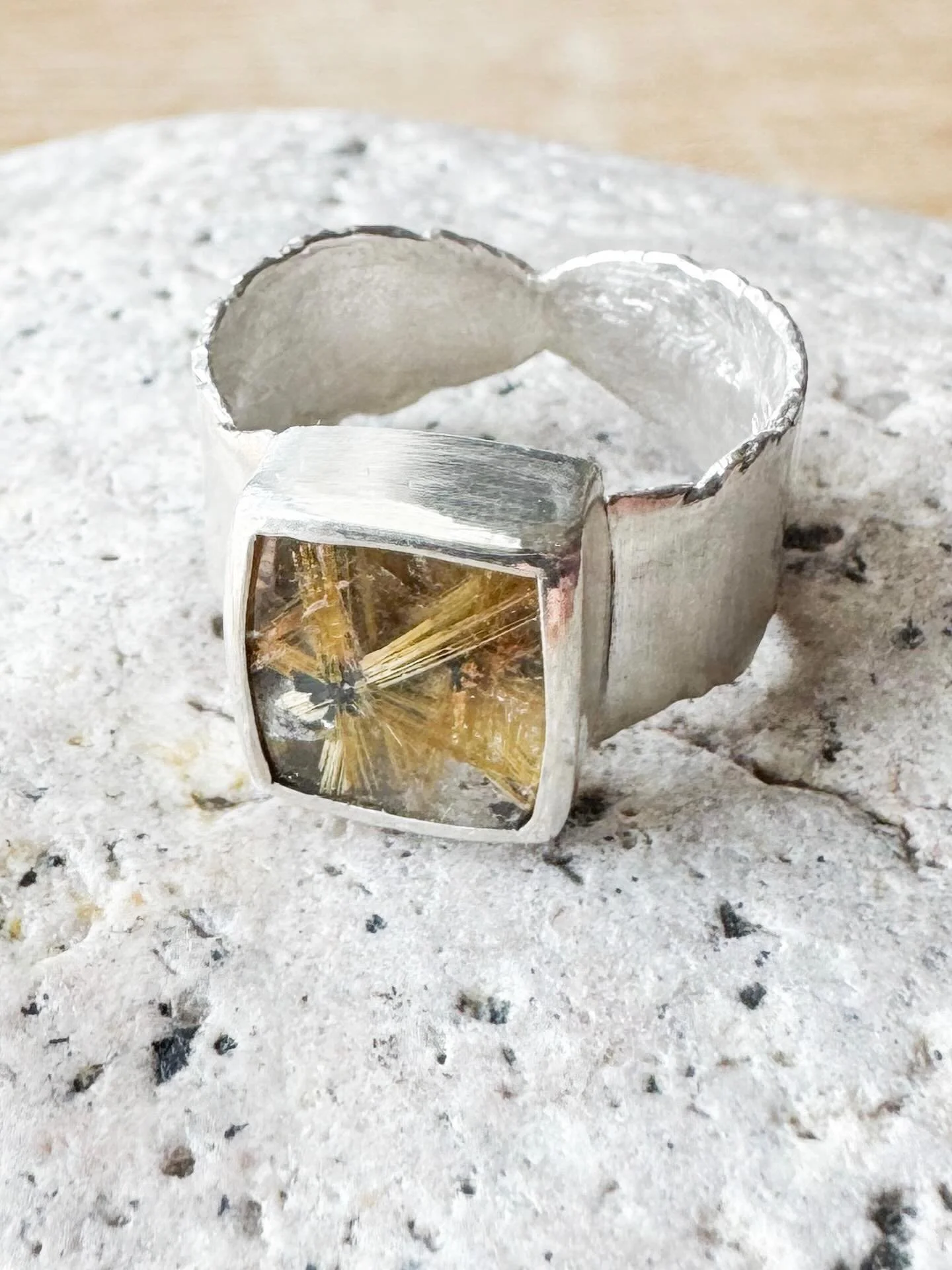 Meet &ldquo;Rudy Quartzy&rdquo; my newest signature piece! Made of rutilated quartz and sterling silver, I decided to give her a name this time. 😊 Rutilated quartz has needle-like inclusions of titanium dioxide that make fibrous looking patterns. Th