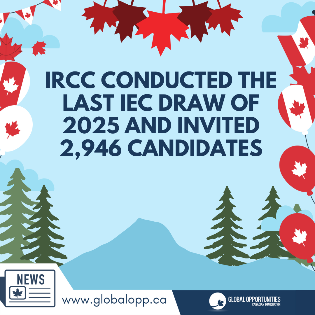IRCC CONDUCTED THE LAST IEC DRAW OF 2025 AND INVITED 2,946 CANDIDATES