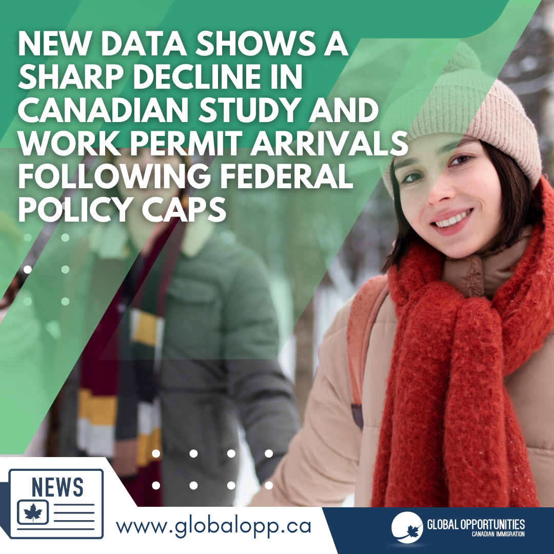NEW DATA SHOWS A SHARP DECLINE IN CANADIAN STUDY AND WORK PERMIT ARRIVALS FOLLOWING FEDERAL POLICY CAPS
