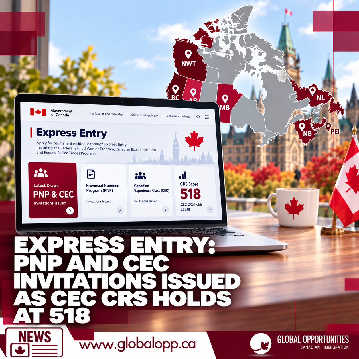 EXPRESS ENTRY: PNP AND CEC INVITATIONS ISSUED AS CEC CRS HOLDS AT 518