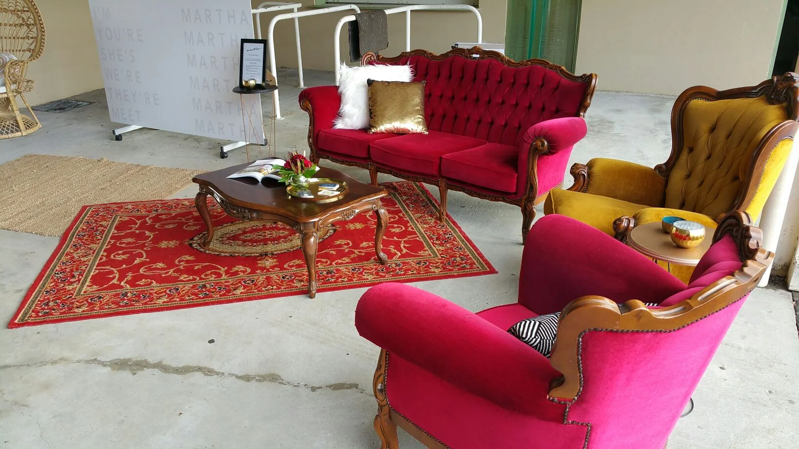 Red and Gold Patterned Rug
