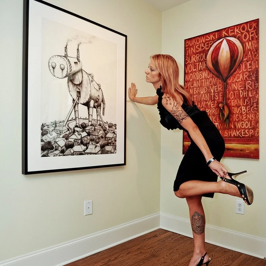 Memories of a time years ago when eight works of mine were part of a group exhibition in Dallas, Texas.
The names won't mean much to many unfamiliar with the world of art and illustration, but I still pinch myself at having being represented and exhi