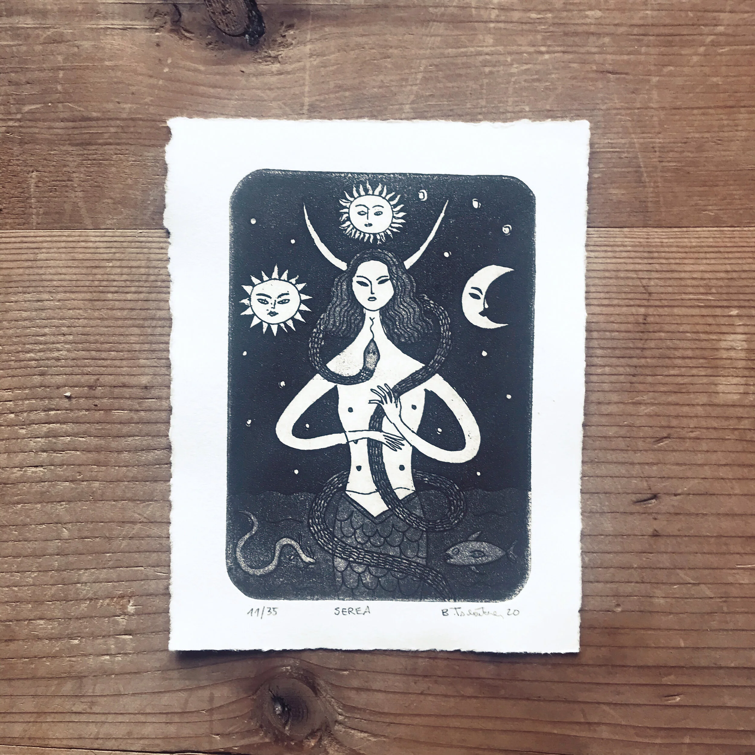 Serea miniature aquatint etching by Bianca Tschaikner 