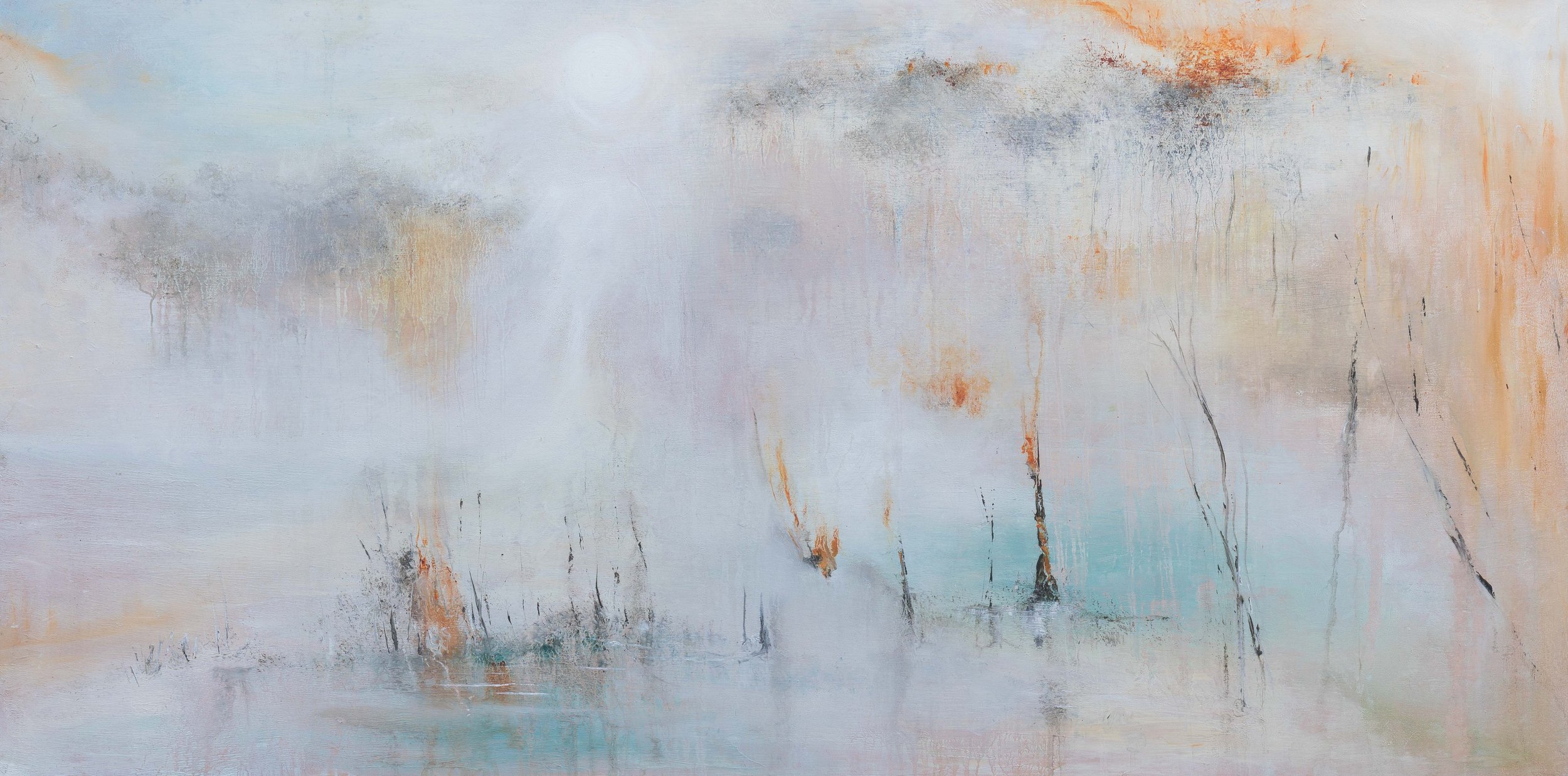 24.   THE WORLD ON FIRE:  AMAZON BURNING Oil on board 100cm x 50cm