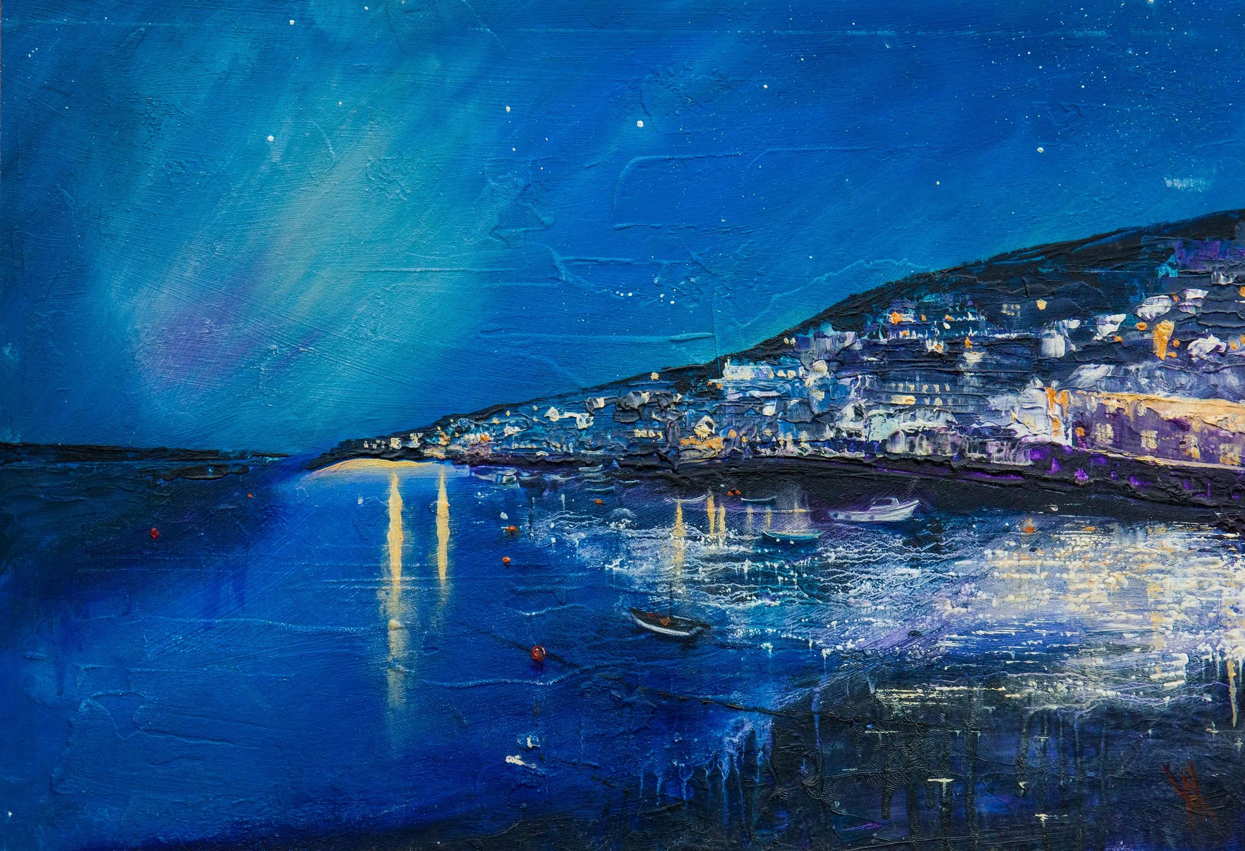 9.   MOUSEHOLE BY NIGHT Oil on board 44cm x 30cm