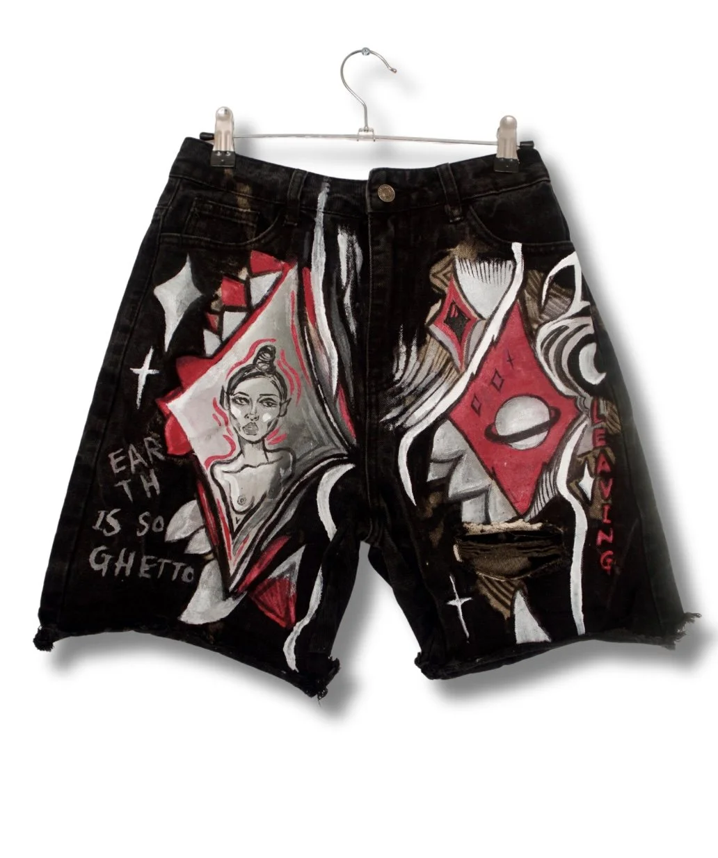'Earth is GHETTO' Denim shorts