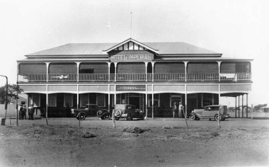 The original Hotel Imperial, one of the first buildings in Quilpie. Generous verandahs and plenty of space on the street for an informal catch up. Again we see the aspiration of past ages manifest in Architecture.