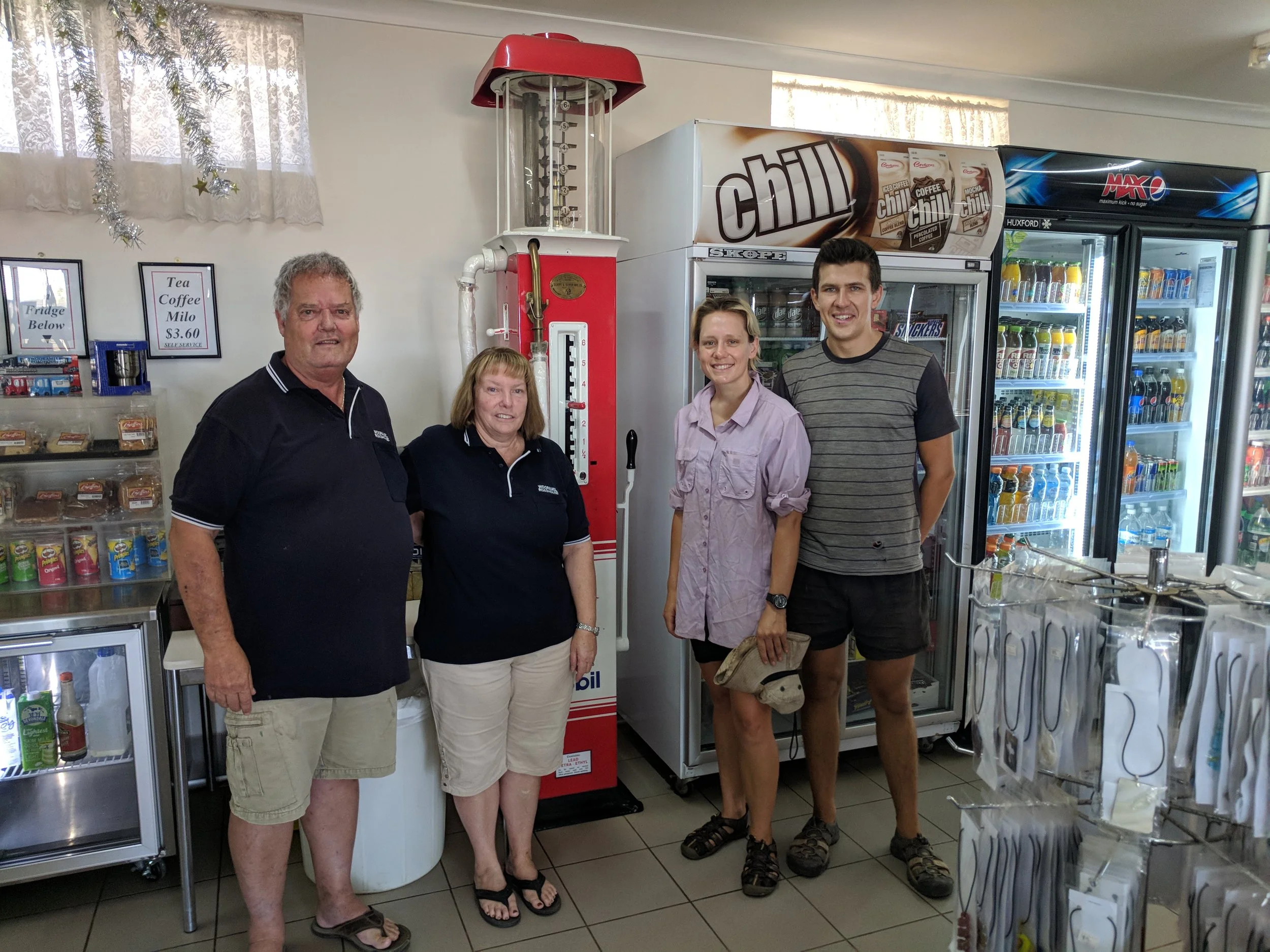 Neale, Margret, Bobbie and Owen with air gap to help protect against smelly cyclists.