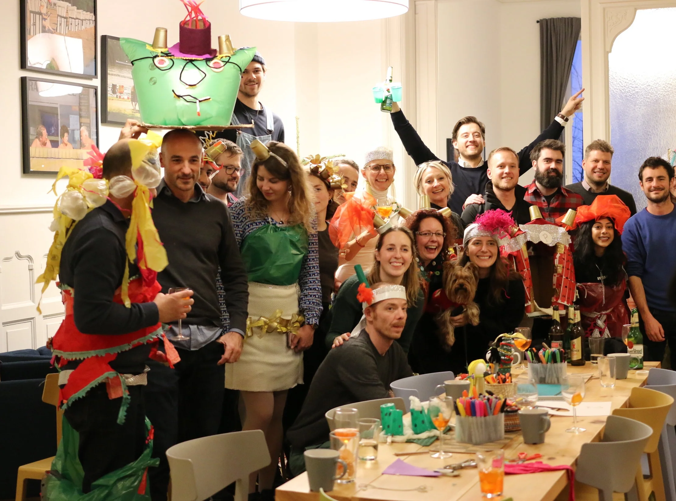 Relaxed corporate team in their Creative Sparks art workshop
