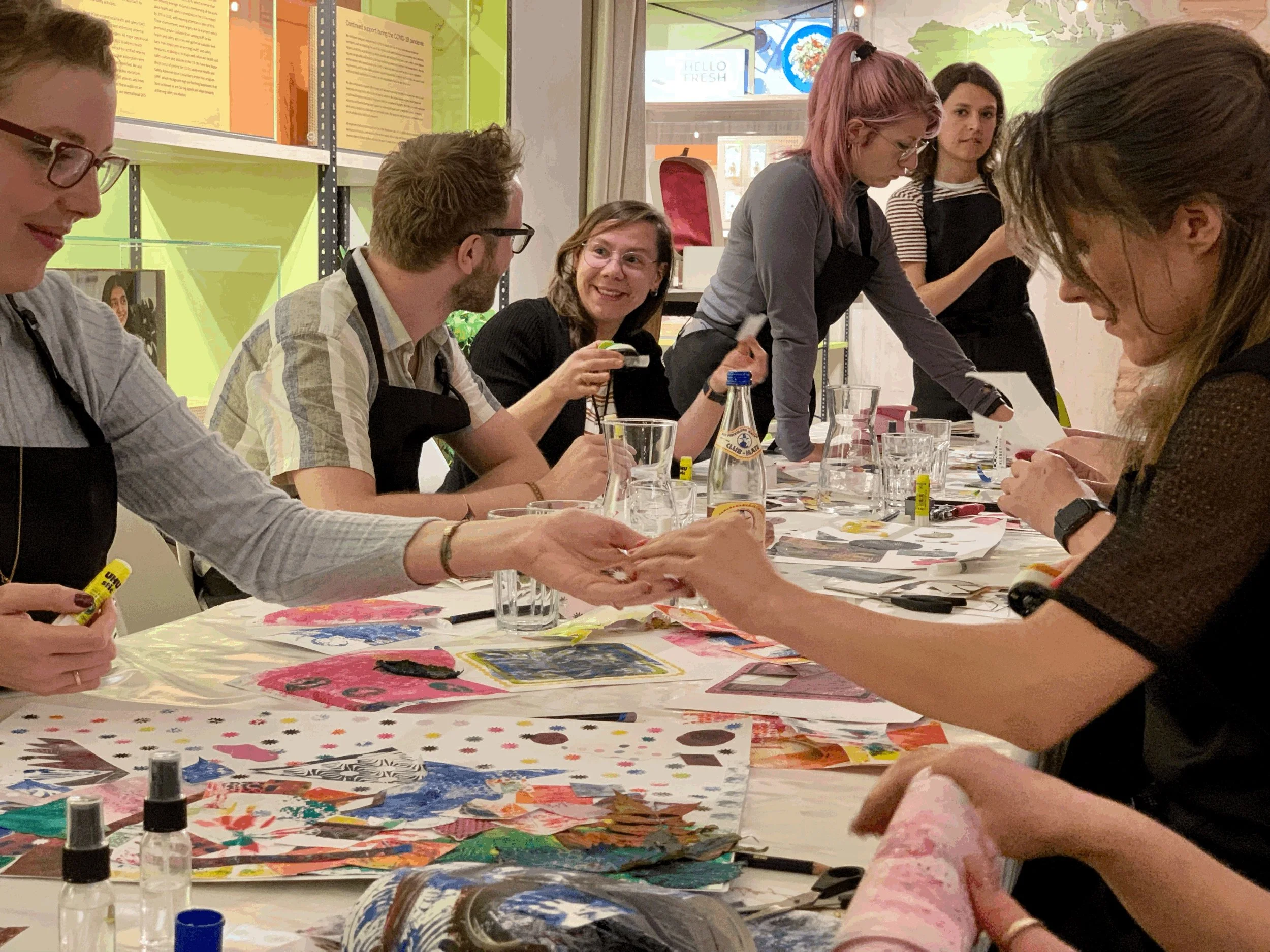 Relaxed team enjoying making art together
