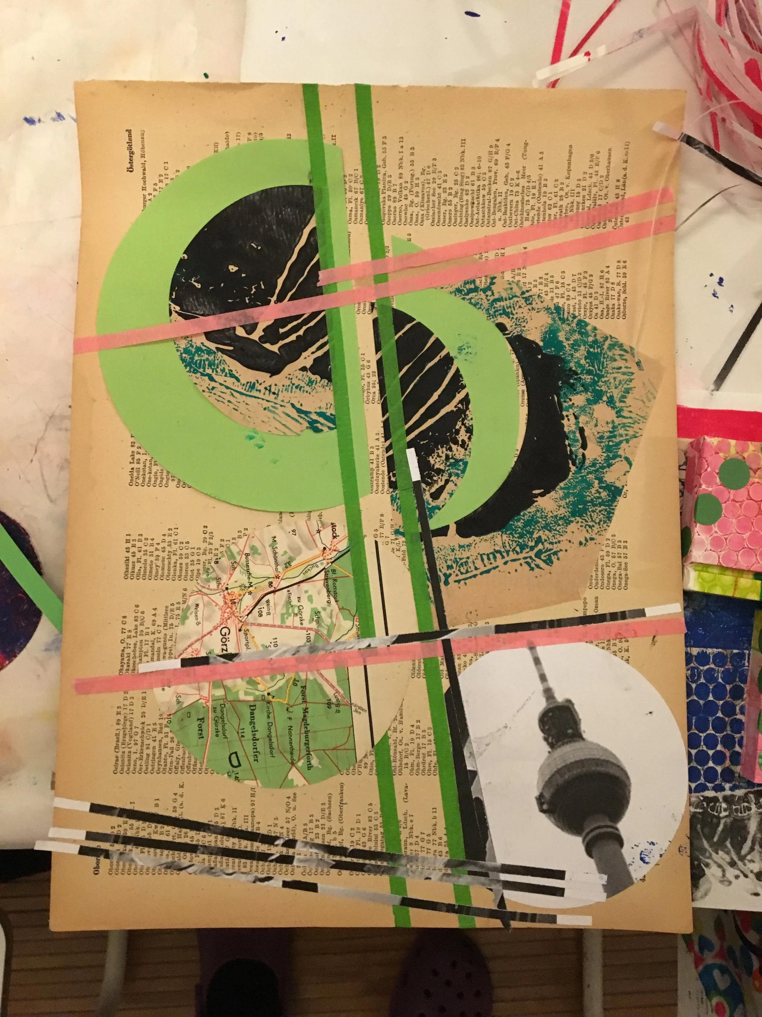 Berlin TV tower inspired art collage