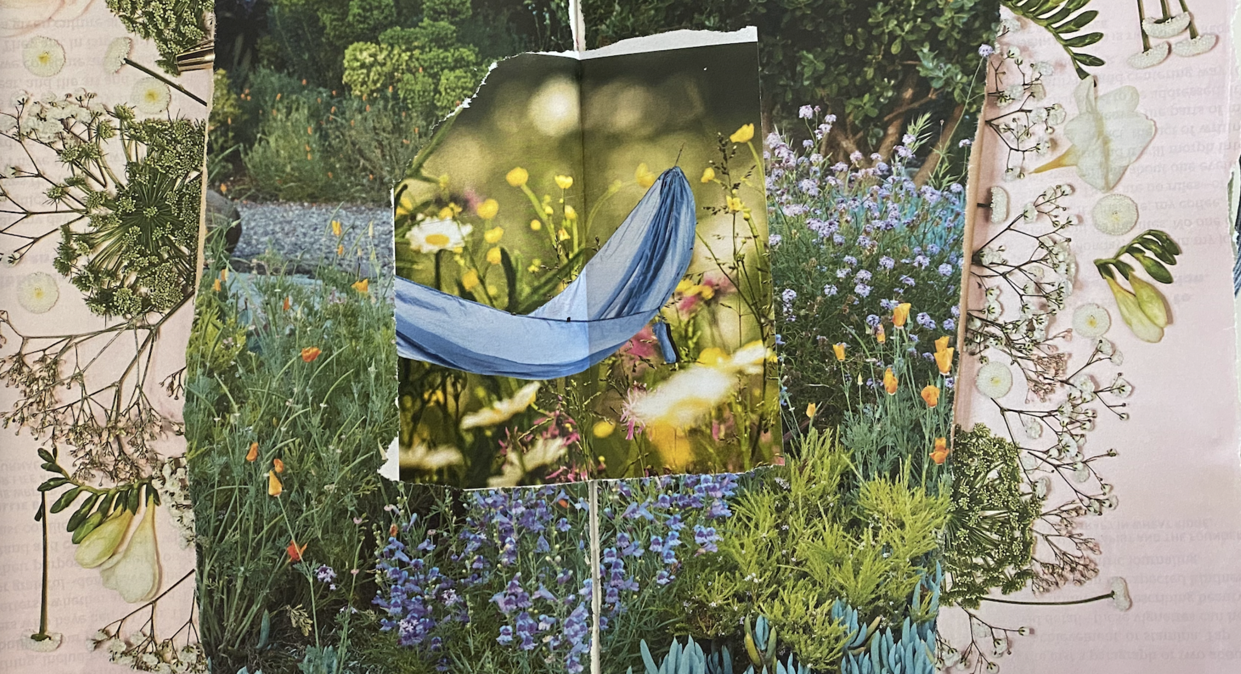 collage using relaxing magazine imagery and botanical illustrations