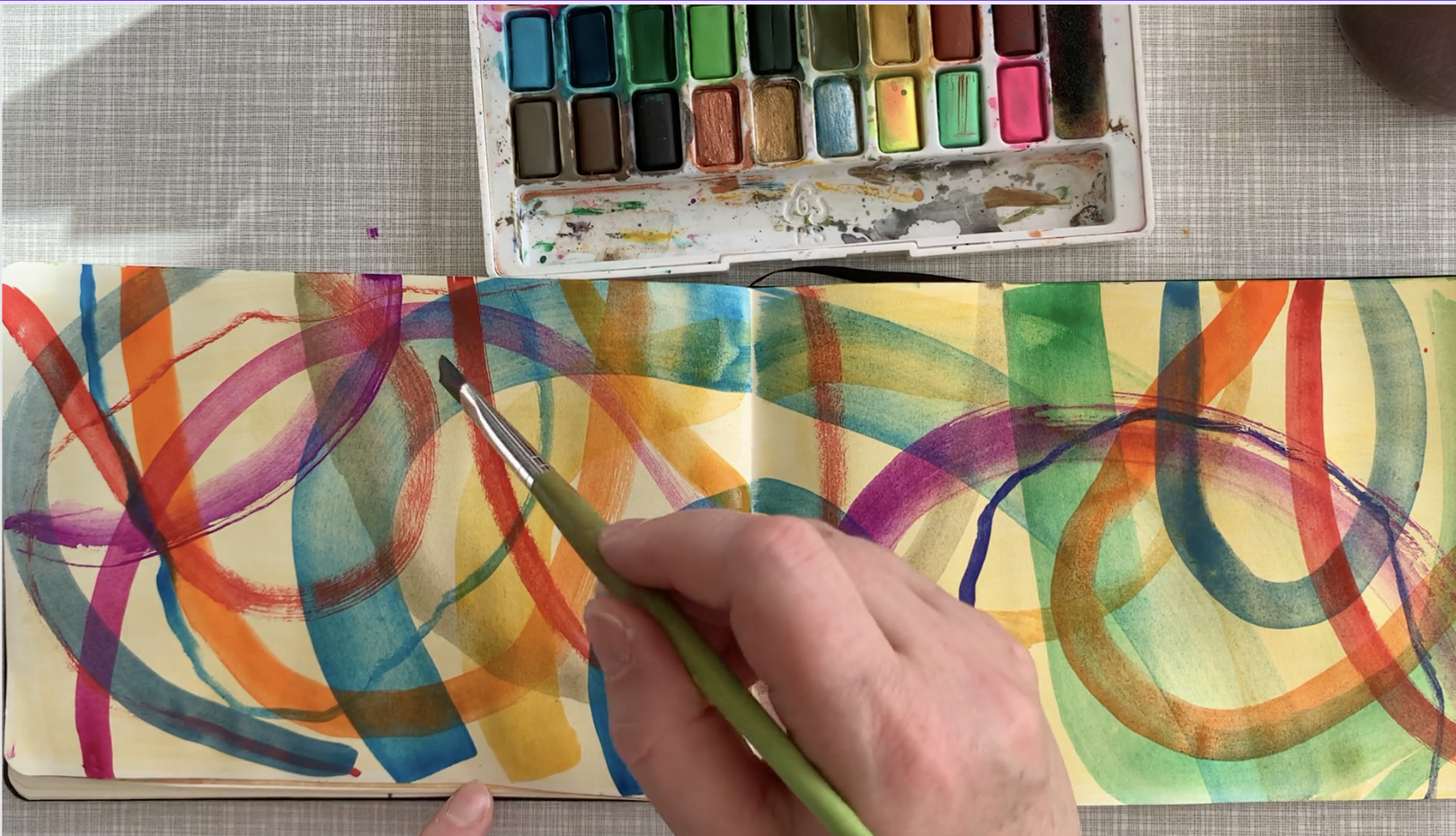 Creative journal pages using watercolour circles