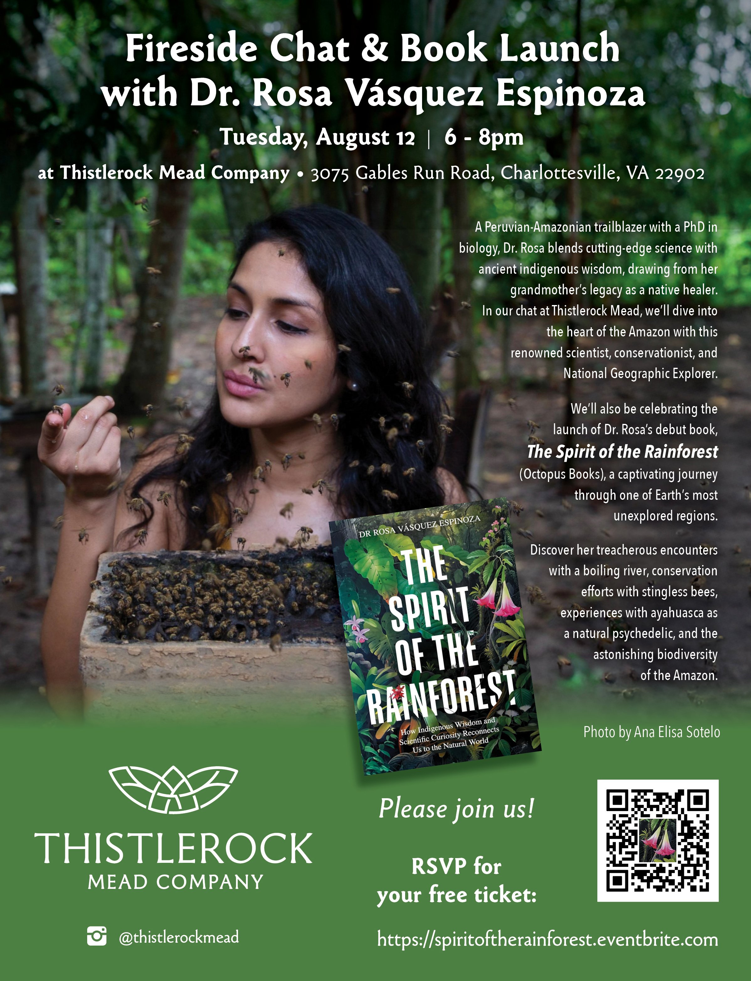 Flyer for Speaker Series Event Featuring Nat Geo Scientist Dr. Rosa Vásquez Espinoza