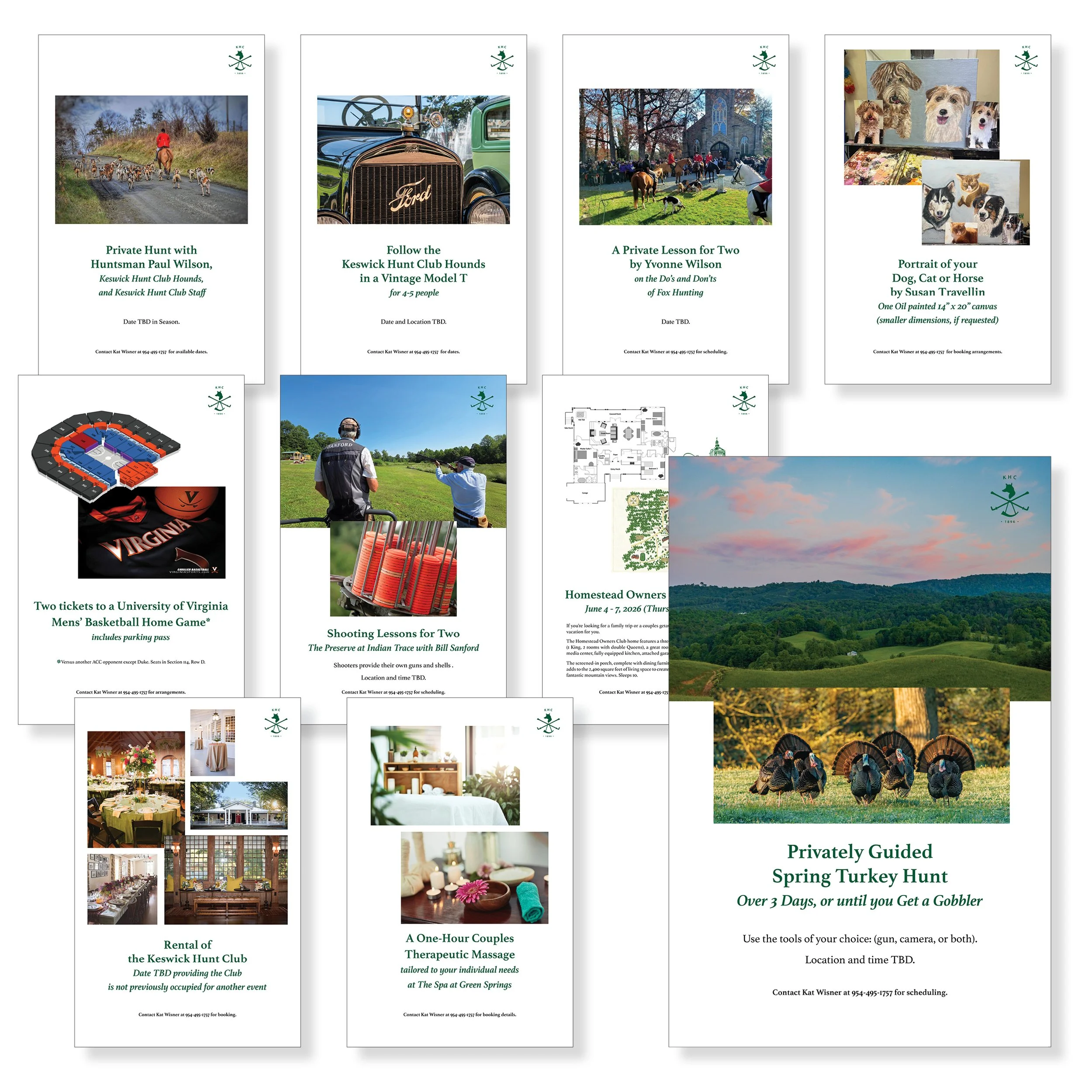 Tabletop Display Boards for Silent Auction Prizes for Keswick Hunt Club event