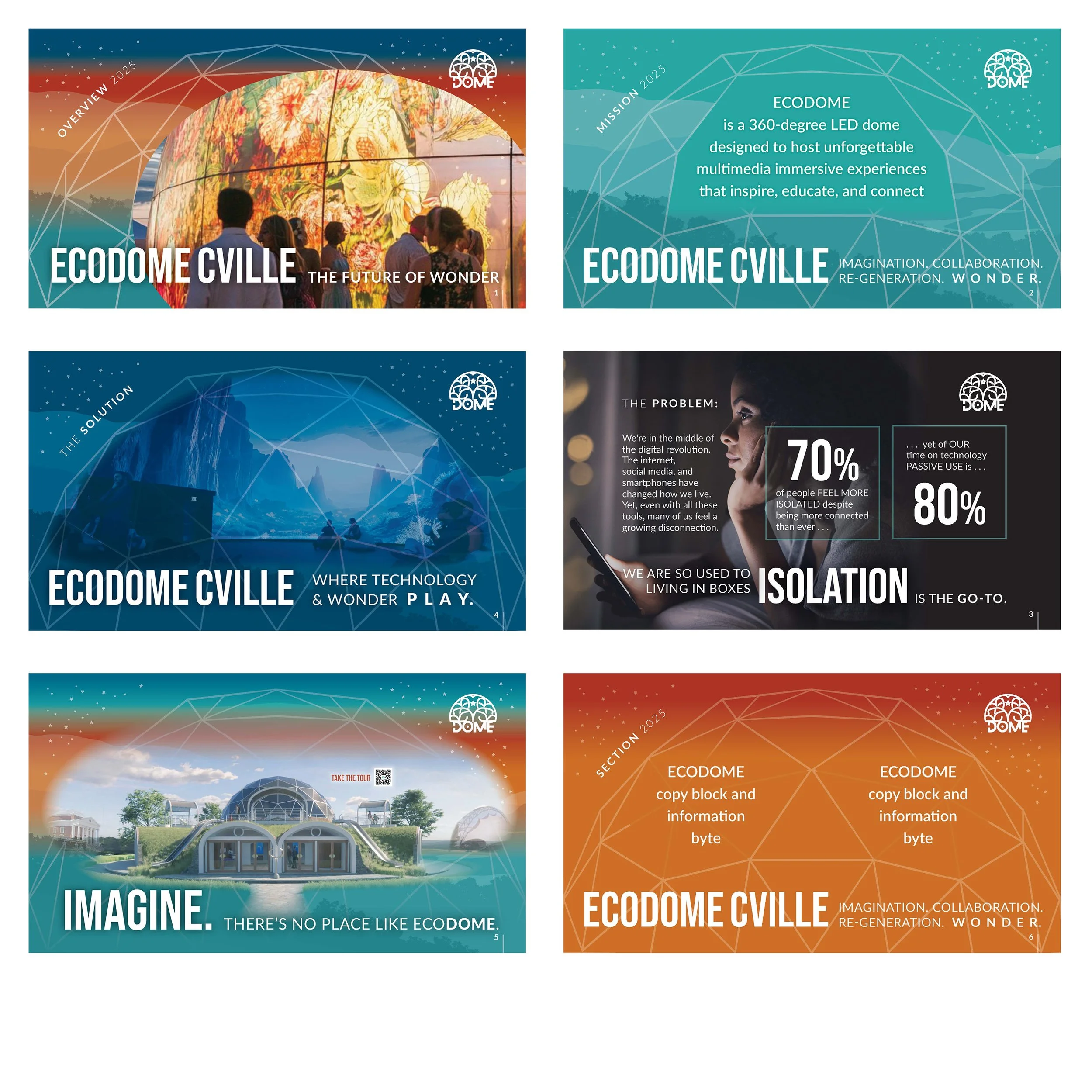 Pitch deck template for innovative tech ed + entertainment venue project