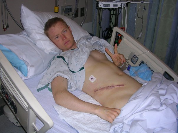 Immediately after waking up from surgery and hearing from the nurse that surgery went smoothly. 