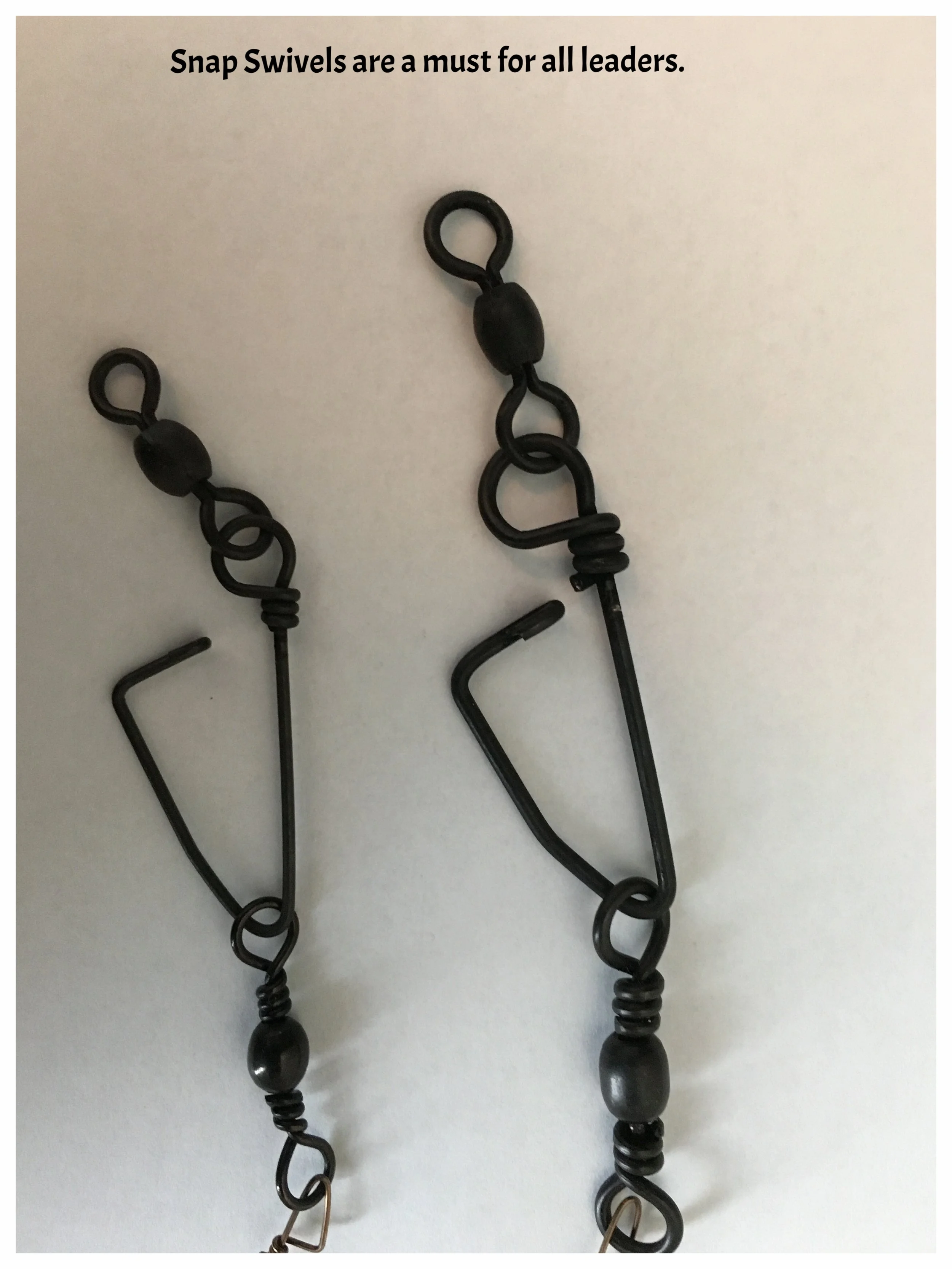  Snap Swivels, is must. I use them on all my fishing poles. When I'm done fishing I snap the leaders off and even when I'm fishing and I want to use other methods of leaders, it's fast and easy. This is something I picked up on an offshore fishing tr