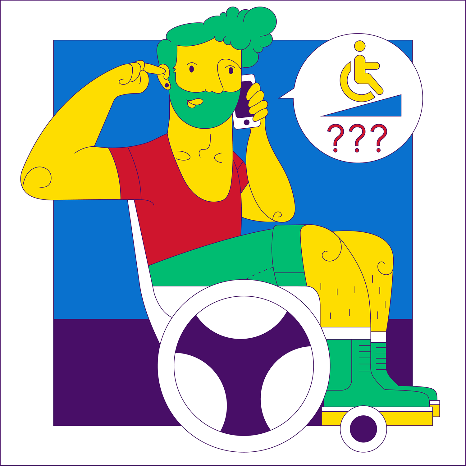 elliotnathan_employableq_character-in-wheelchair-telephoning-an-interviewer-asking-for-access-prior-to-interview.png