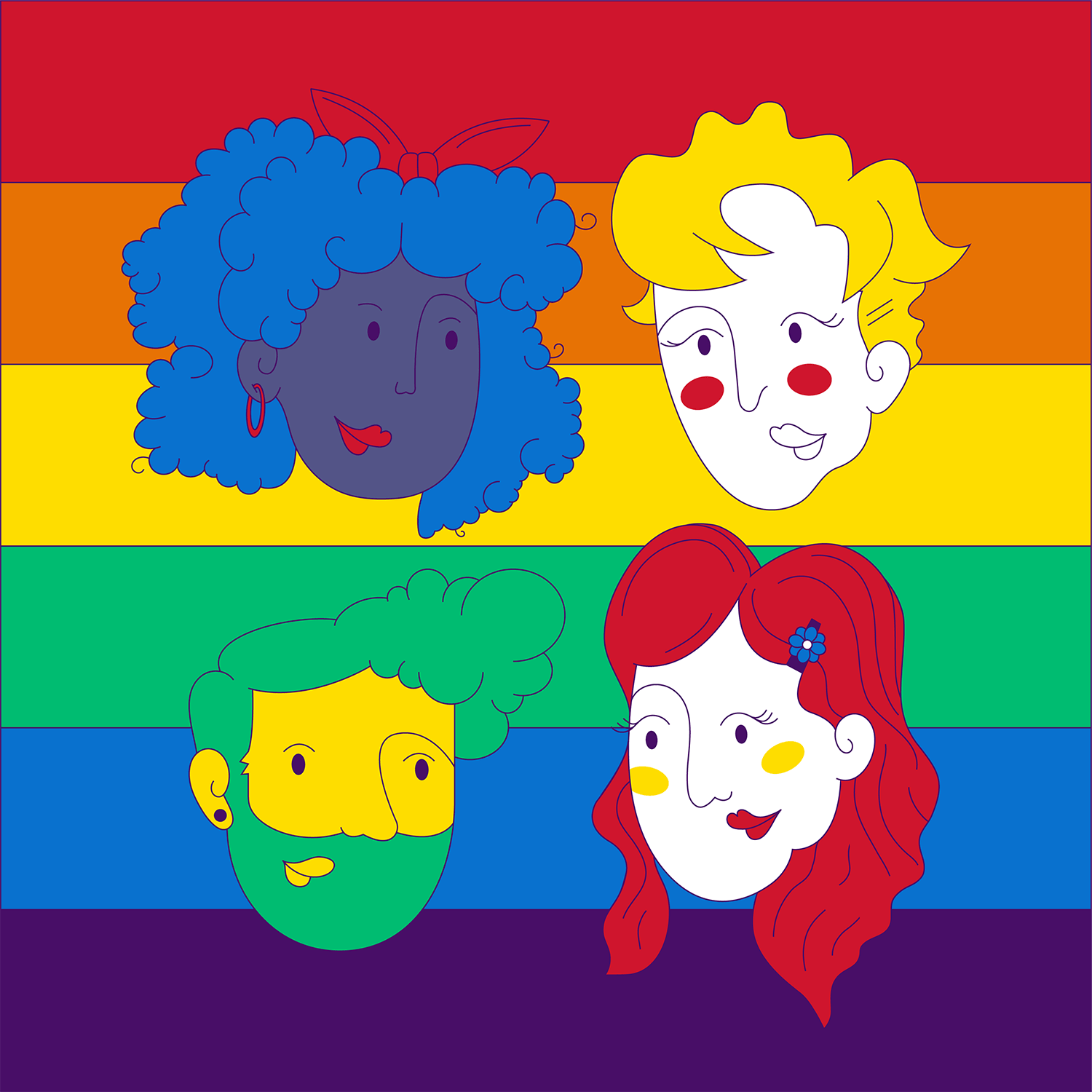 elliotnathan_employableq_the-faces-of-all-four-characters-in-front-of-a-rainbow-flag.png