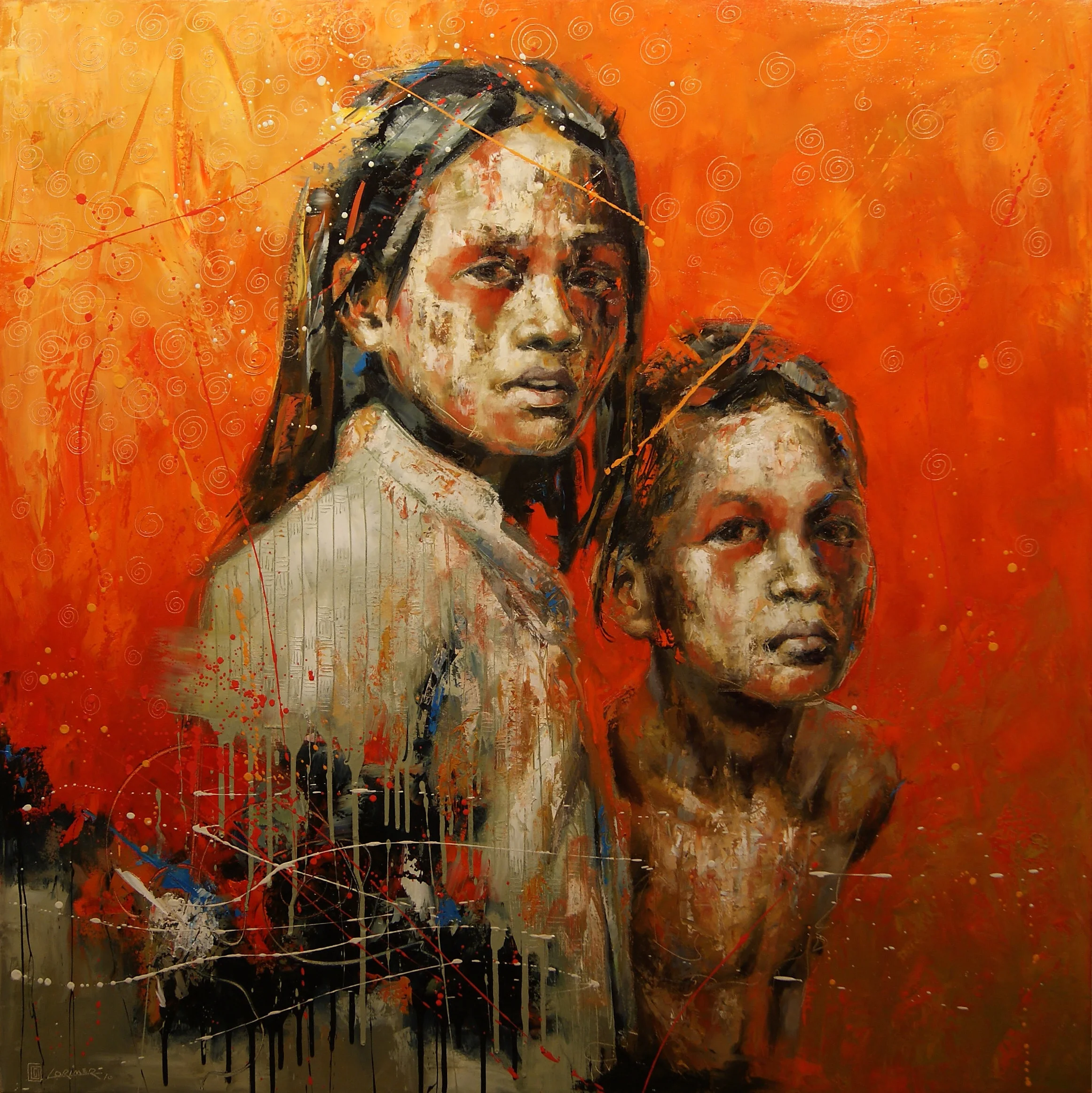 Kids in Orange (48" x 48")