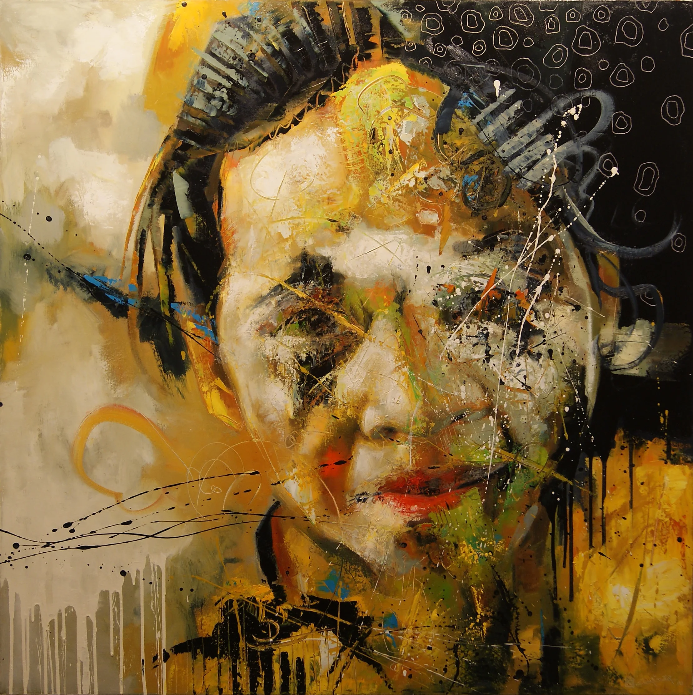 Yellow Sunrise Girl (48" x 48")