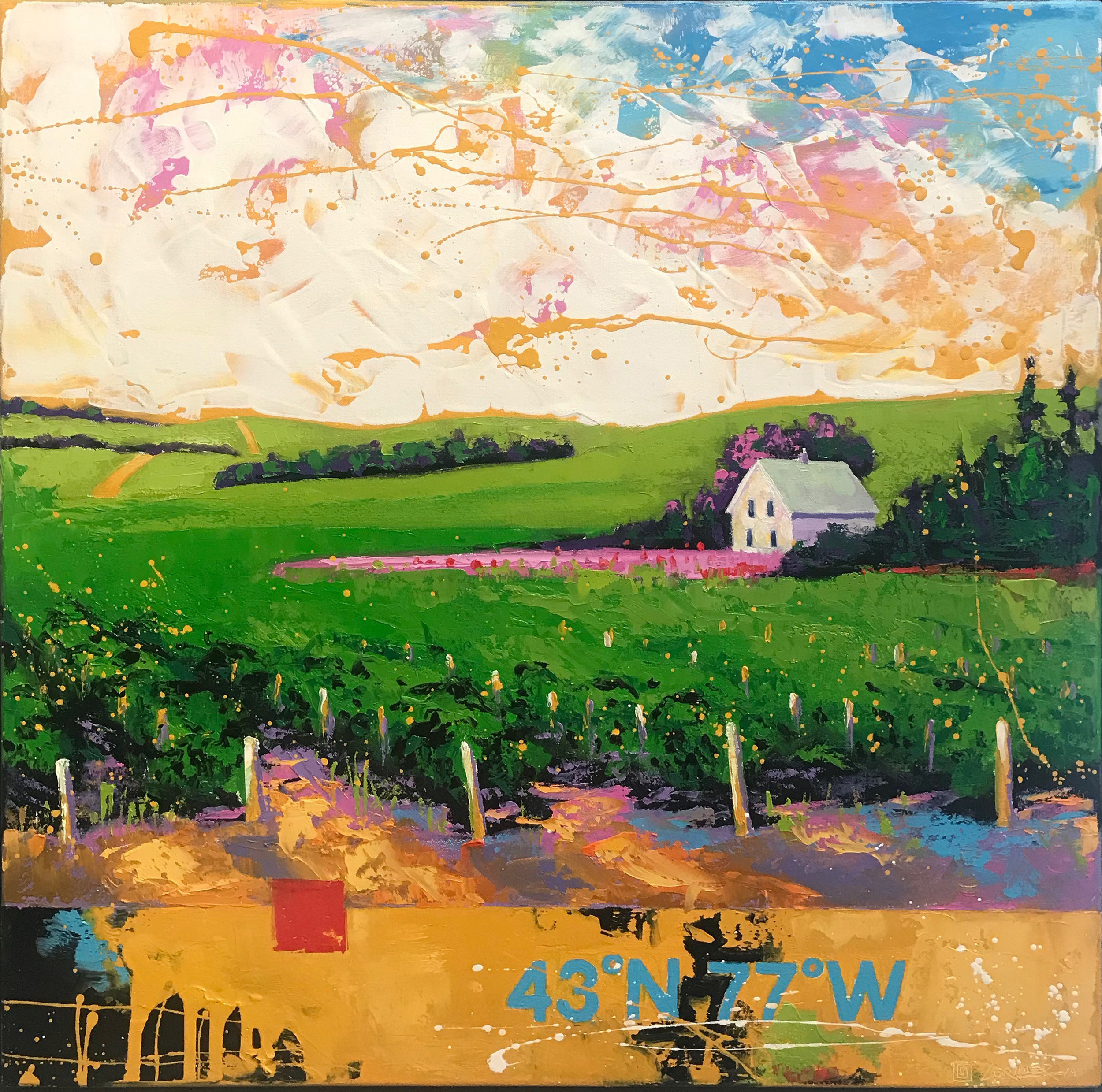 43º77ºW - PEC WINE COUNTRY (24" x 24")