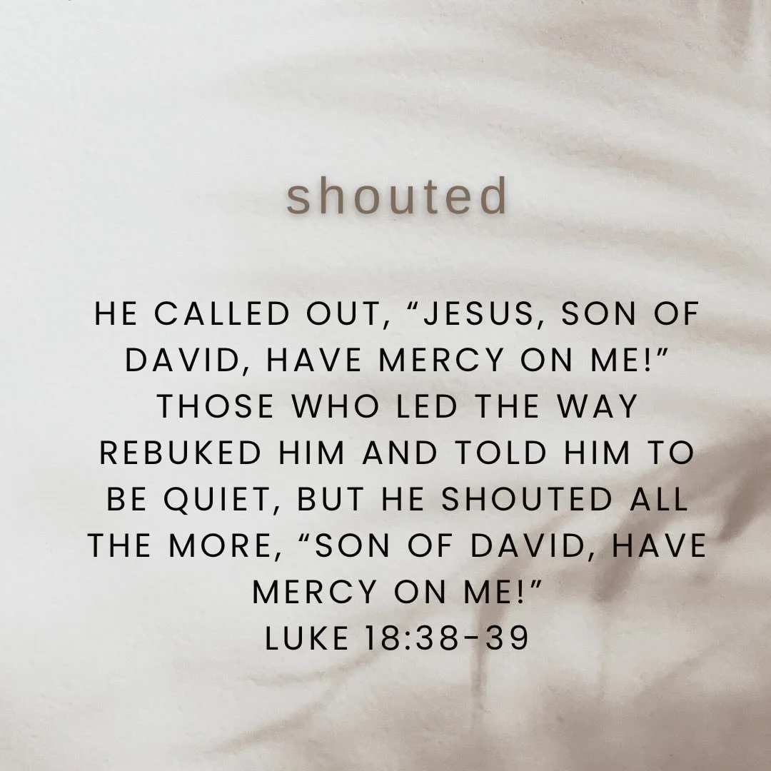 Somewhere near Jericho on the way to Jerusalem Jesus healed a man who was blind. He sat begging at the roadside and when he heard Jesus was passing by he begged for his healing. Though he was rebuked for doing so, the man decided to be louder, not qu