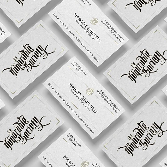Absolutely loving this business card design we created for @thstattoo. The Honorable Society Tattoo Parlour &amp; Lounge is located in West Hollywood, CA and is home to some AMAZING artists! Check them out!