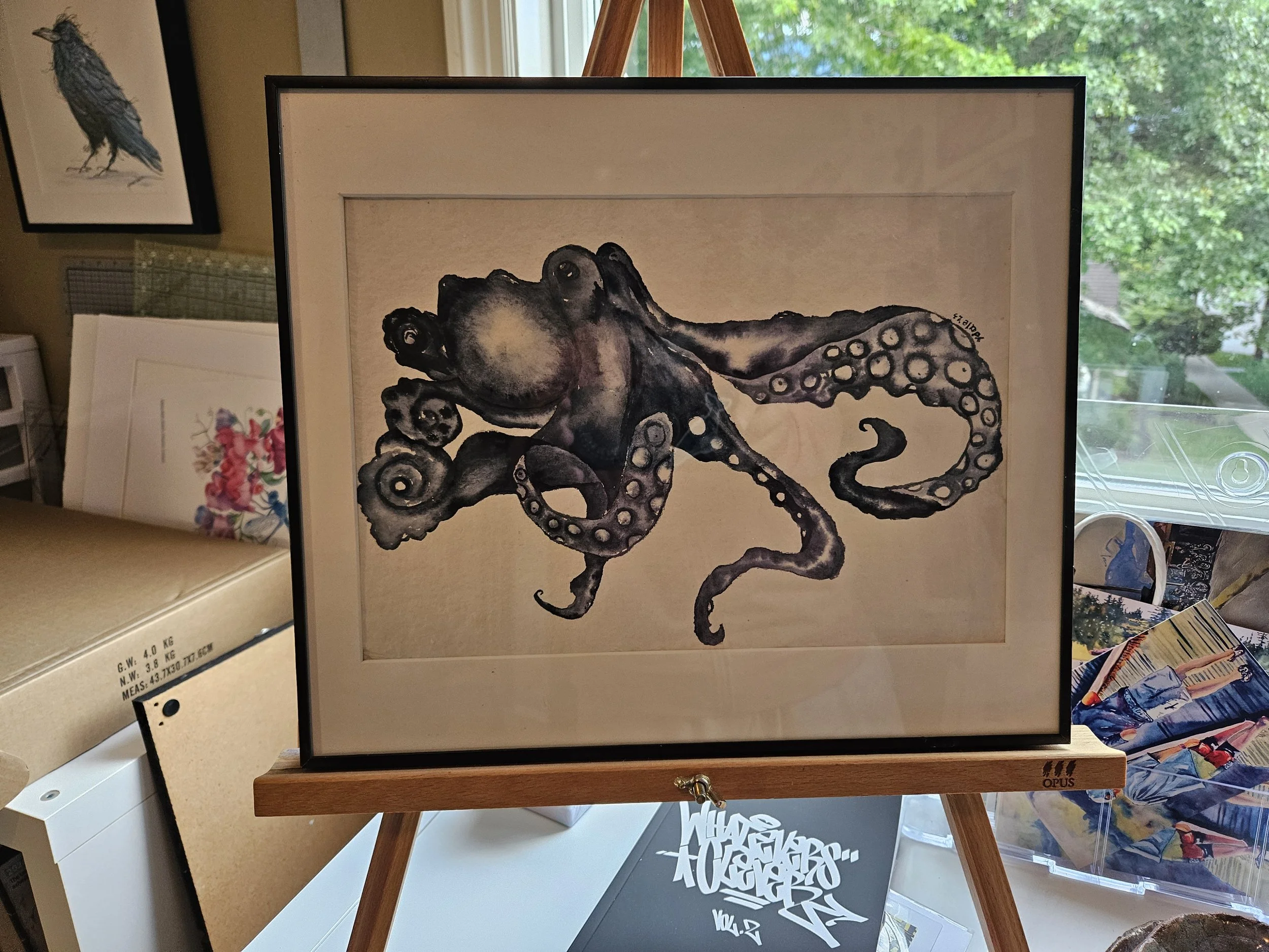  Indigo  Watercolour 12 × 14 , framed  $ 225.00 plus shipping  