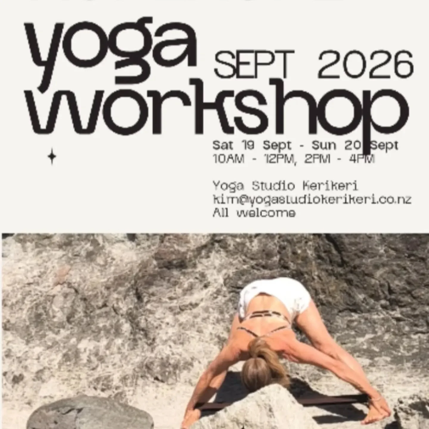 1 space available this weekend
KERIKERI YOGA WORKSHOP

Contact: kim@yogastudiokerikeri.co.nz