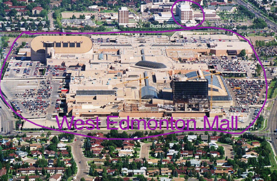 West Edmonton Mall was home to KAOS nightclub as pictured above. I was born across the street from the mall in the building at the top. This hospital existed before the mall was built. Construction of the $1.2 billion mall began very soon after I was born.
