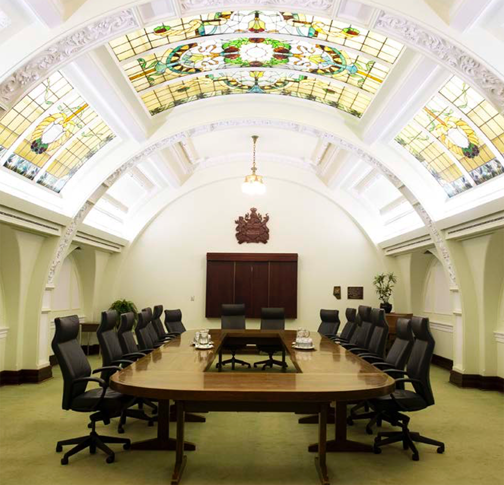 This was my favourite room in the Legislature. This room had the softest carpet and was sound proof and unnaturally quiet and had the best air condinitoning. If it wasn’t being used it was a nice place to hang out but often it was booked for confidential meetings of the Premier and government ministers. Many times the meetings in this room would go late into the night.