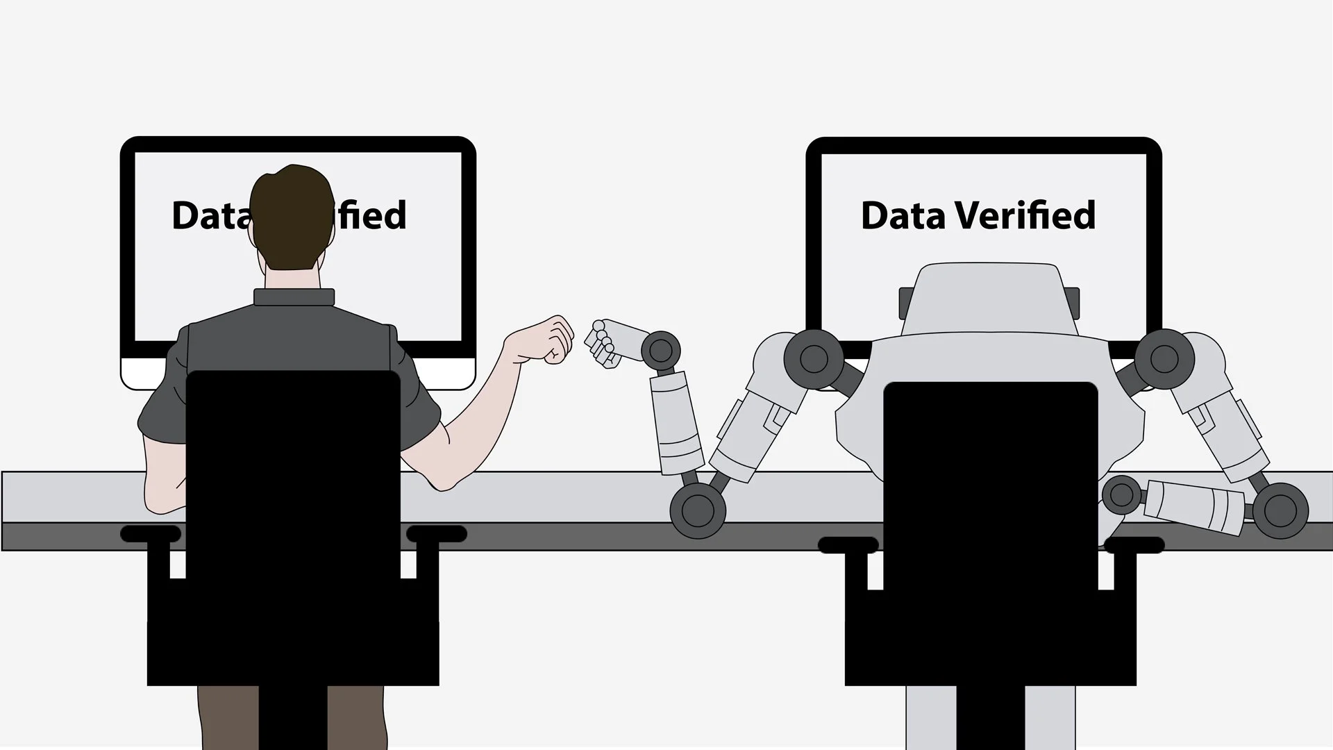  Man and machine artwork outlined, colorized, and separated in Illustrator.  