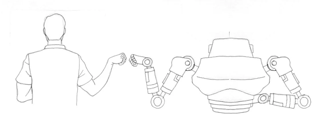  Man and machine artwork imported into Photoshop to duplicate the other half of the robot. 