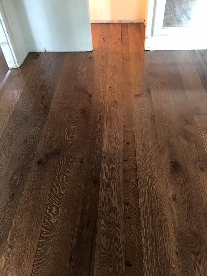 Reclaimed hardwood floor stained maplewood, nj