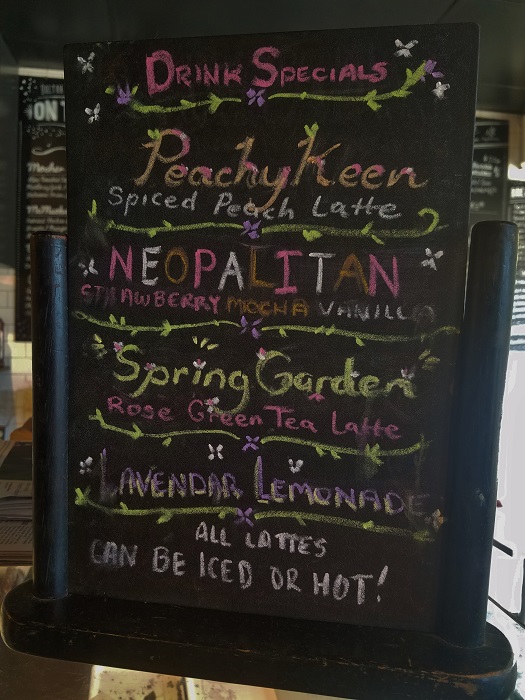 A+ to the chalk board artist, you totally sold me on this beverage :)