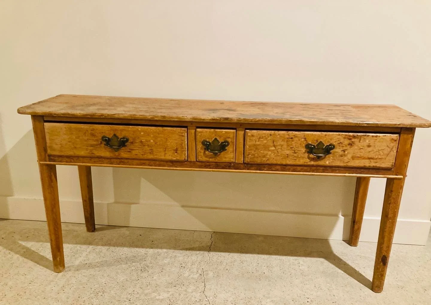 #vintage #pine #console #sofatable #patina #decoration #design #interiors #table  Late  19th century  DM for price dimensions: 64 L29.75 h 19D SOLD