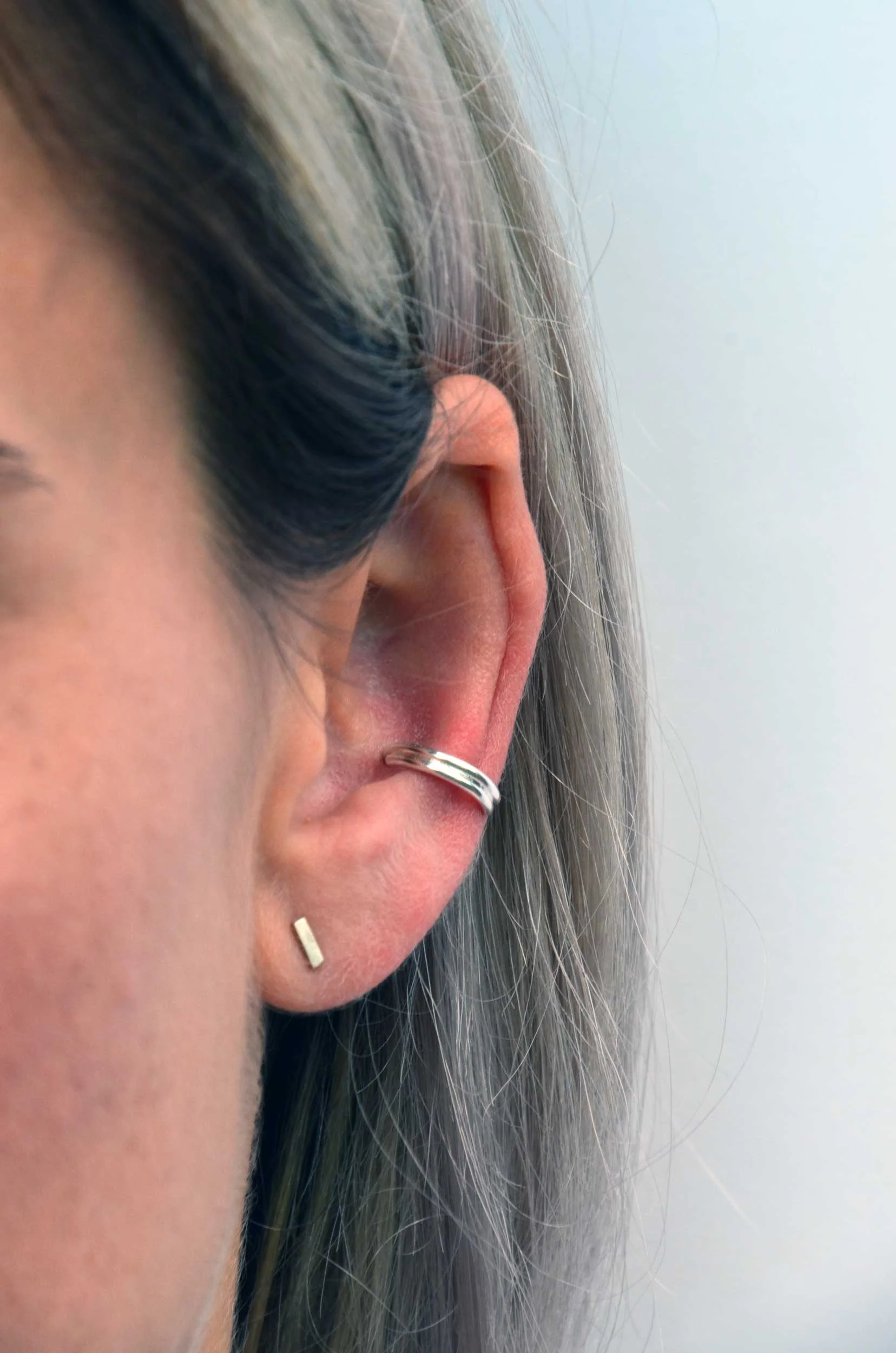 double laye silver hoop hoop by victoria grace silversmith