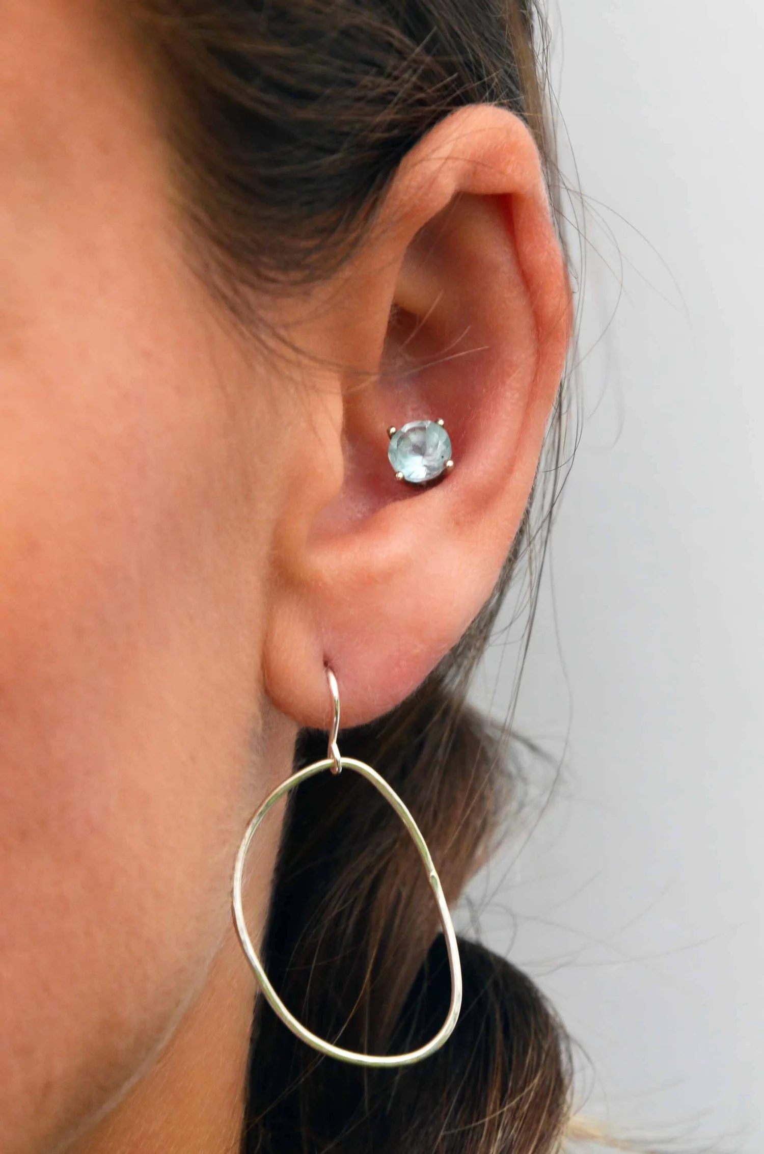 Recycled silver organic circle earrings — Victoria Grace Silversmith