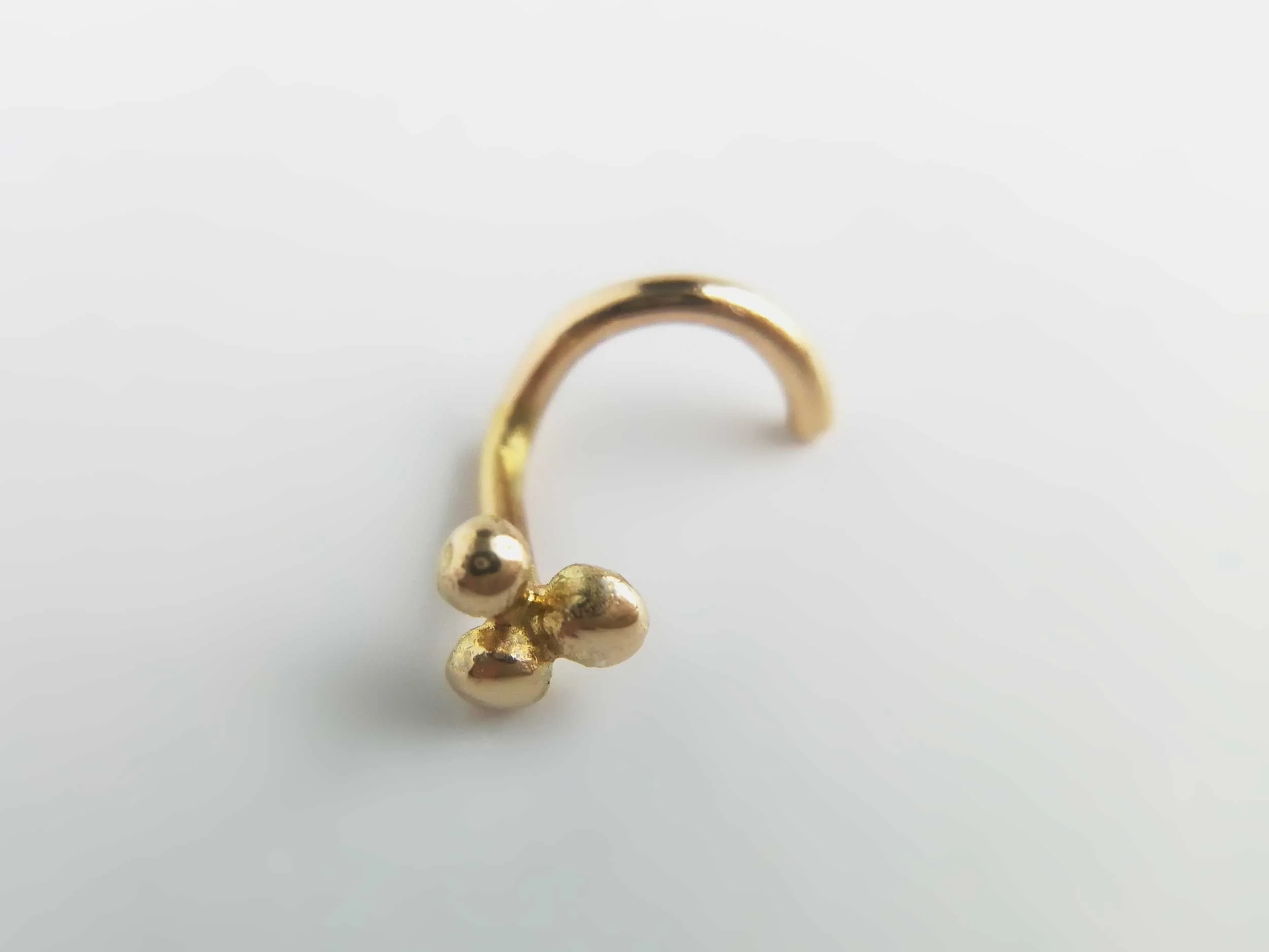 14k Gold Gold Nose Ring With Ball Handmade Gold Nose Stud, This