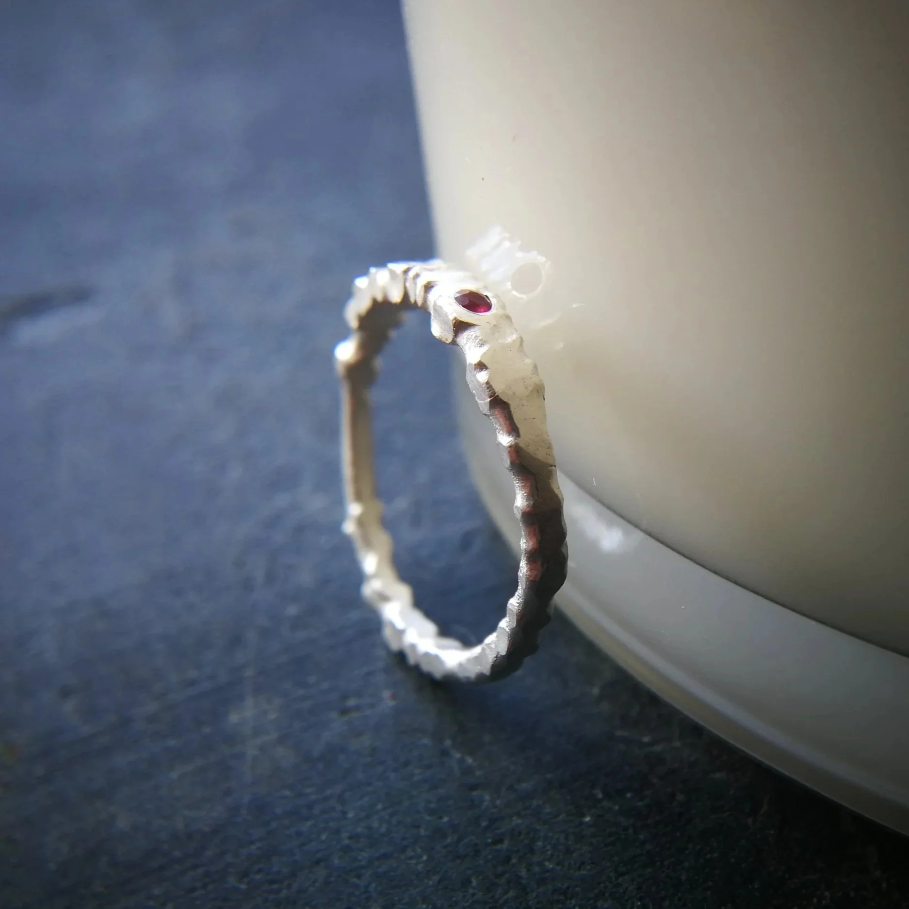 Ruby and recycled silver ring