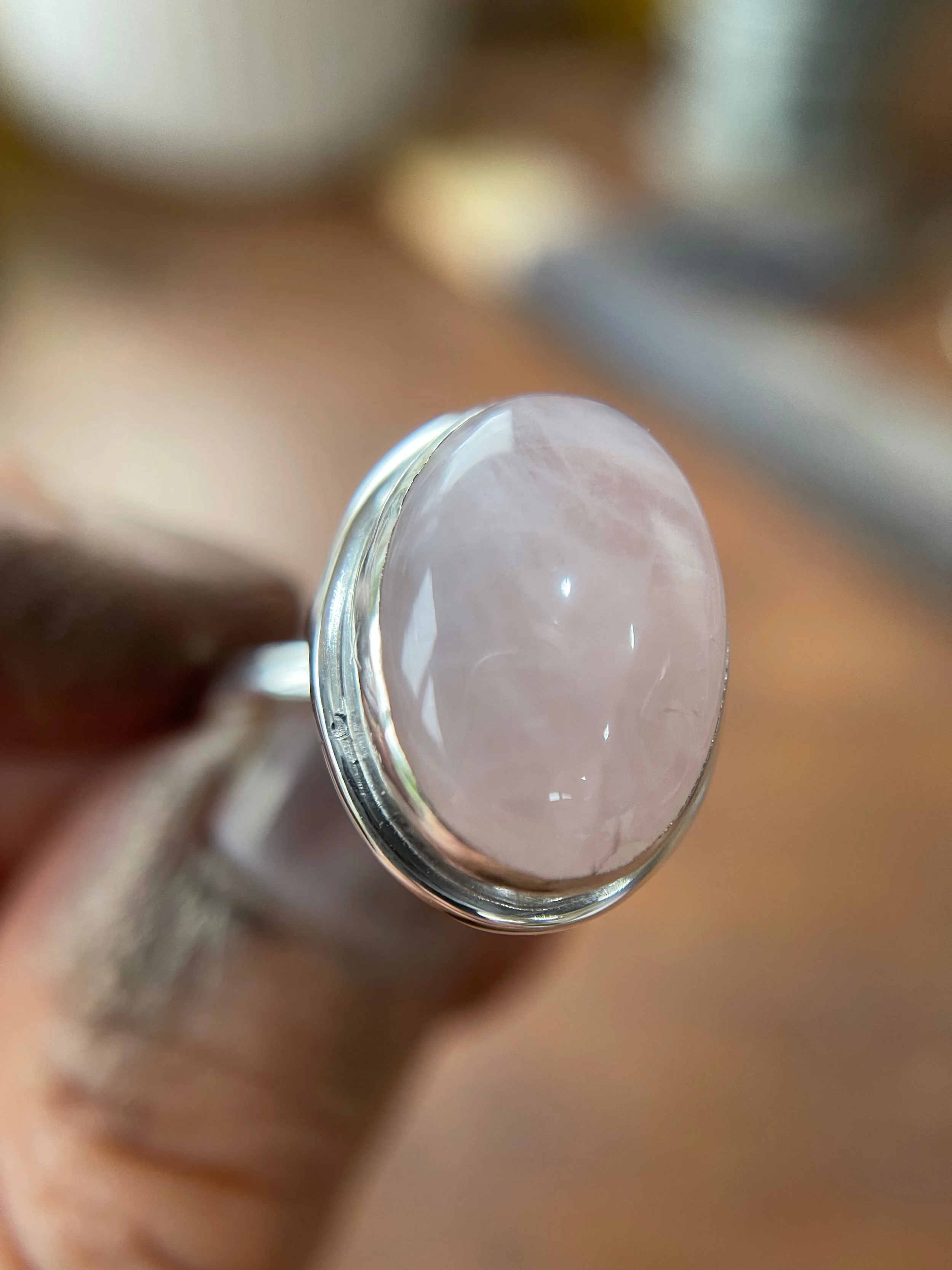Rose quartz bespoke ring