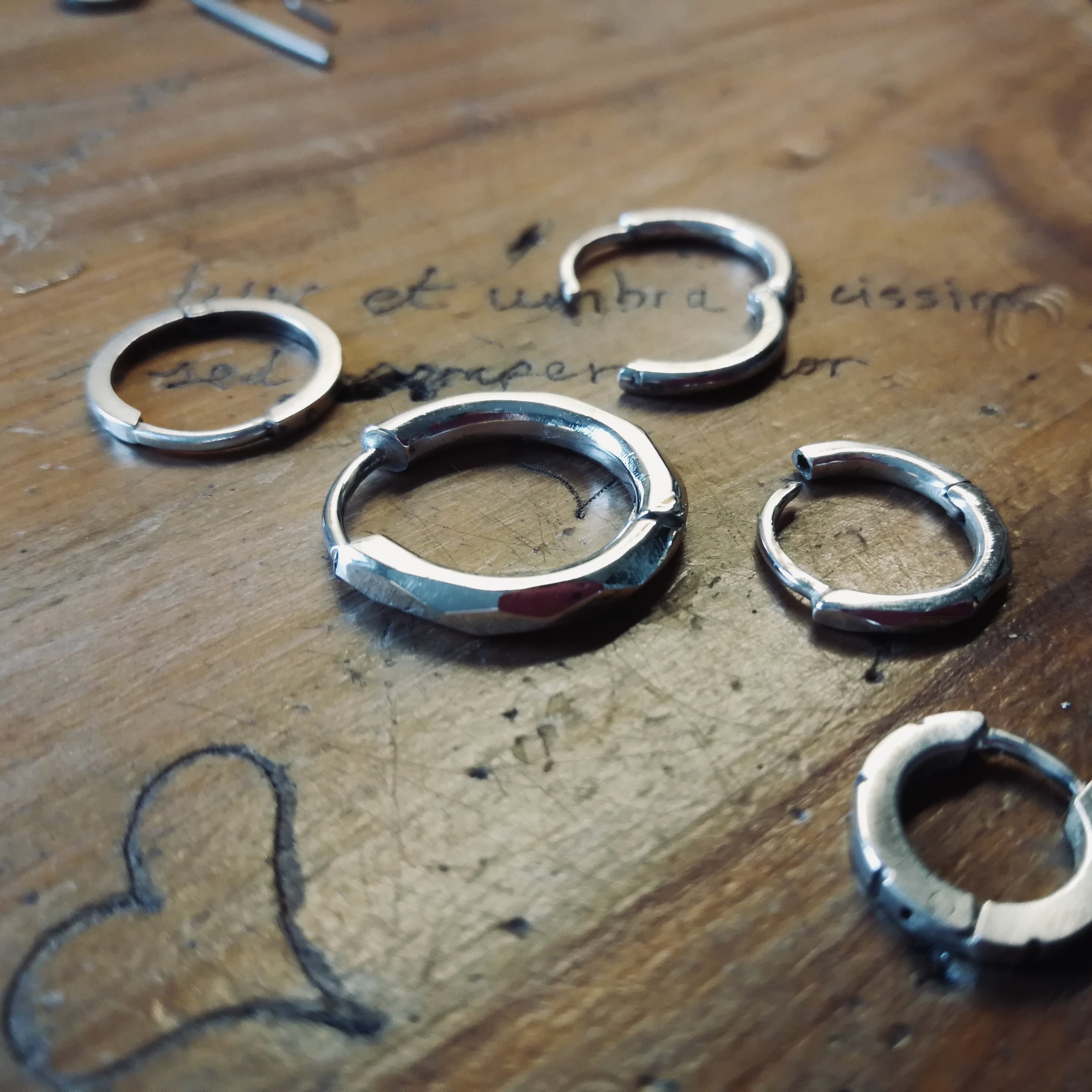 Recycled silver clicker hoops