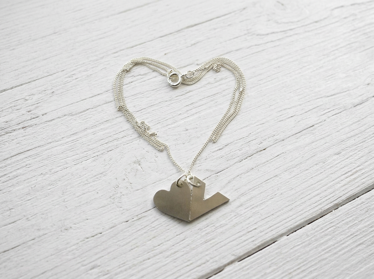 Secret Vegan Heart Pendant Necklace - Recycled Sterling Silver