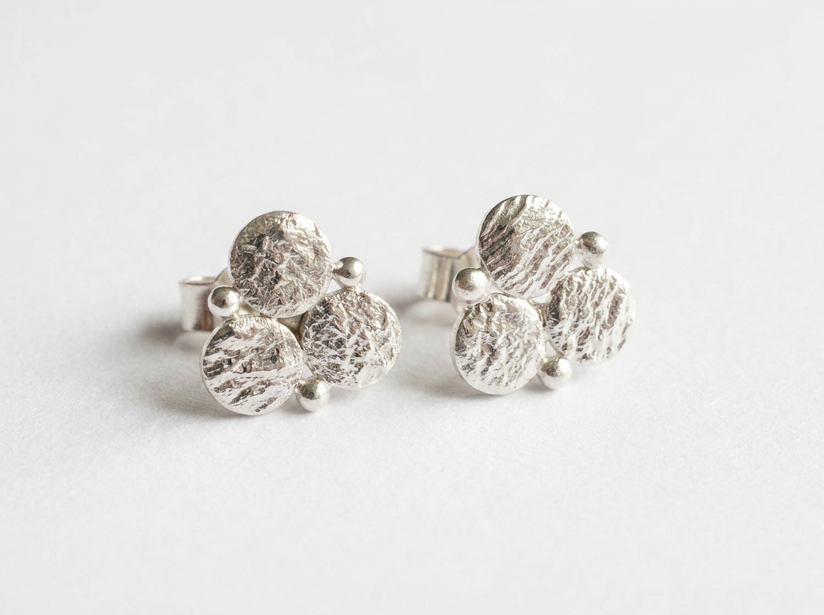 Statement Triple Disc Silver Stud Earrings – Limited Edition